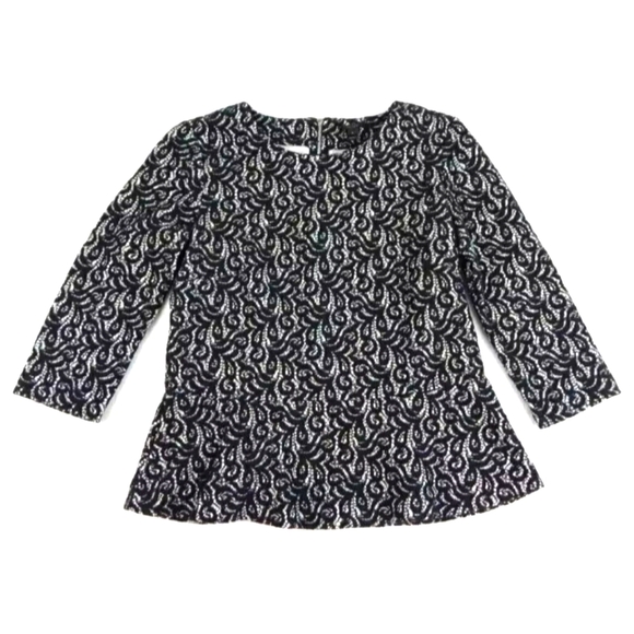 J Crew Black Lace Peplum Top Small - Picture 5 of 16